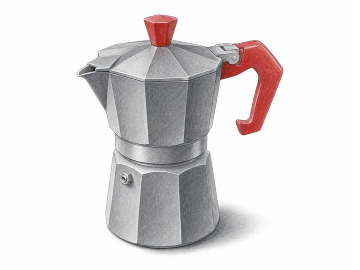 Pencil drawing of a stovetop espresso pot